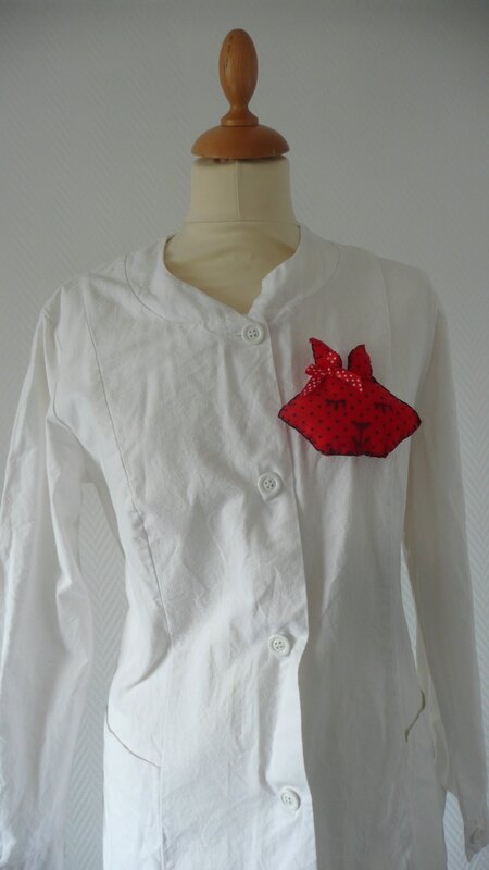 Lapin épinglé sur une blouse