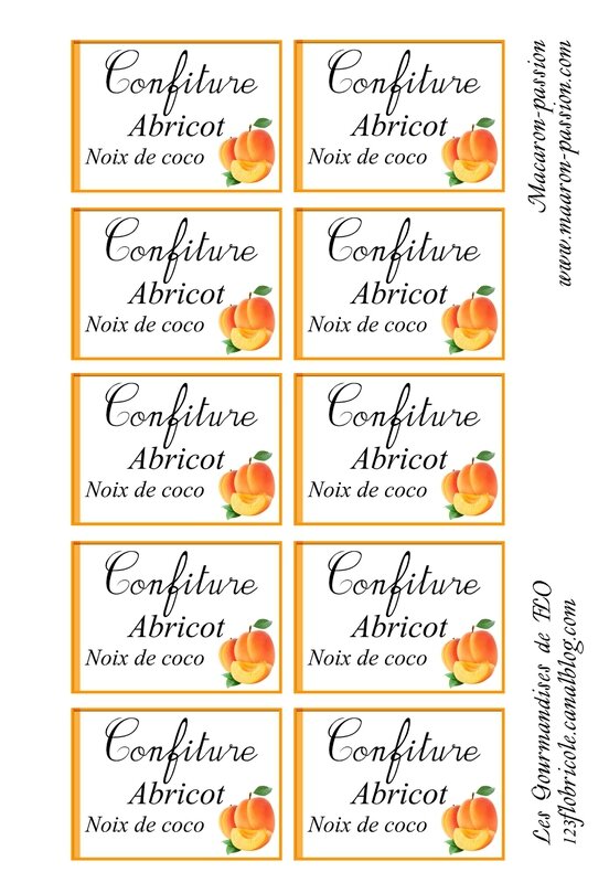 Etiquettes confiture abricot coco blog