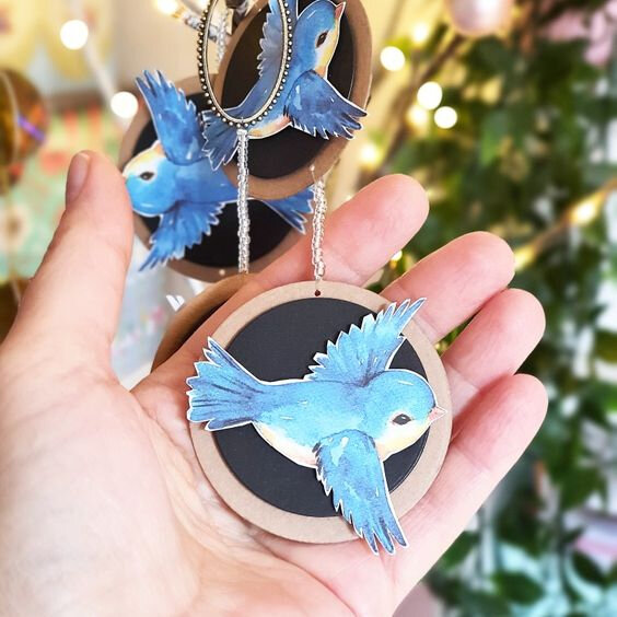 guirlande bleue oiseaux