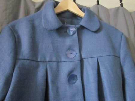 manteau d'été bicolore en lin bleu france et noir (25)