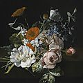 <b>Rachel</b> <b>Ruysch</b>, Still life of flowers with a nosegay of roses, marigolds, larkspur, a bumblebee and other insects