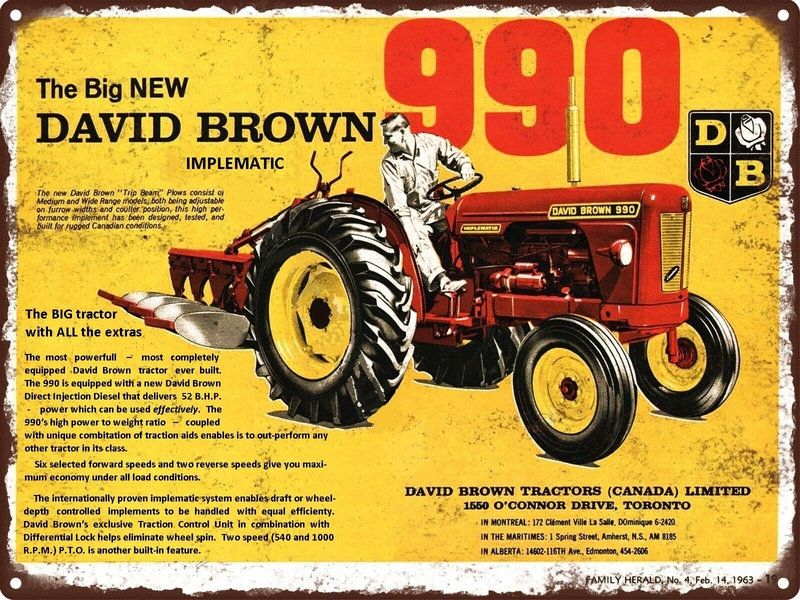 Davil Brown 990 Plaque métal