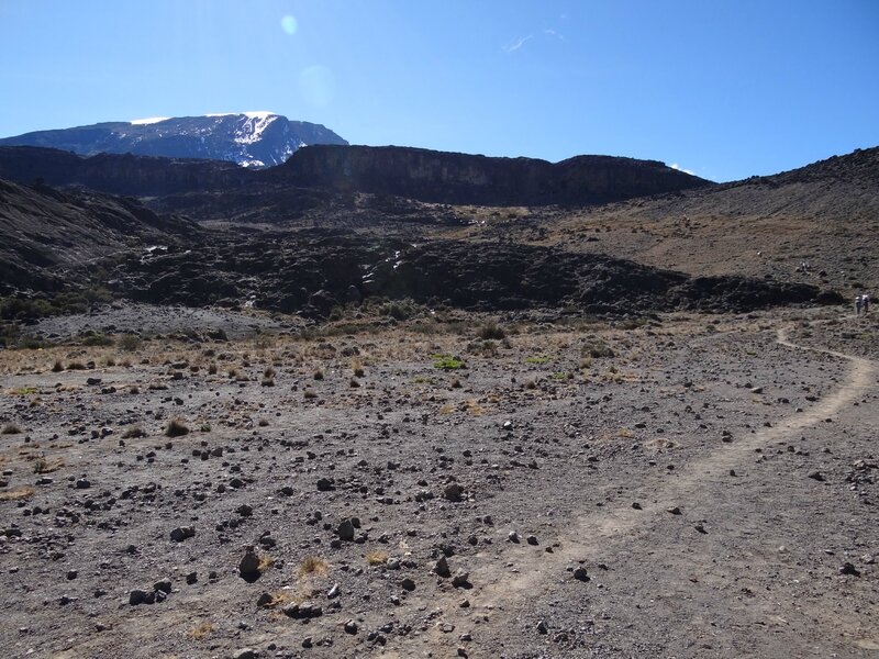 Chemin sortant de Moir Camp et le mont Kibo