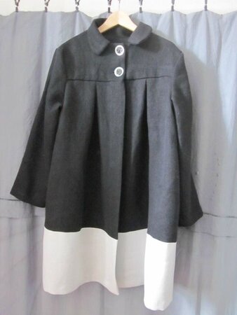 Manteau d'été bicolore en lin noir et glacier (7)