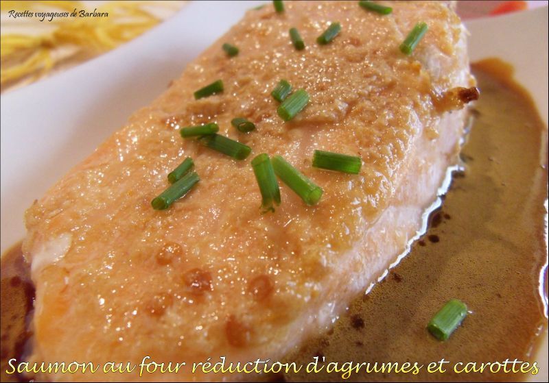 saumon au four réduction d'agrumes et carottes3