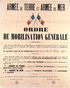 Mobilisation générale 2 août 1914