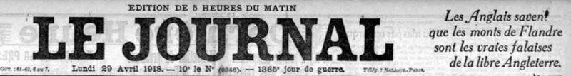 Le journal 29 av 1918