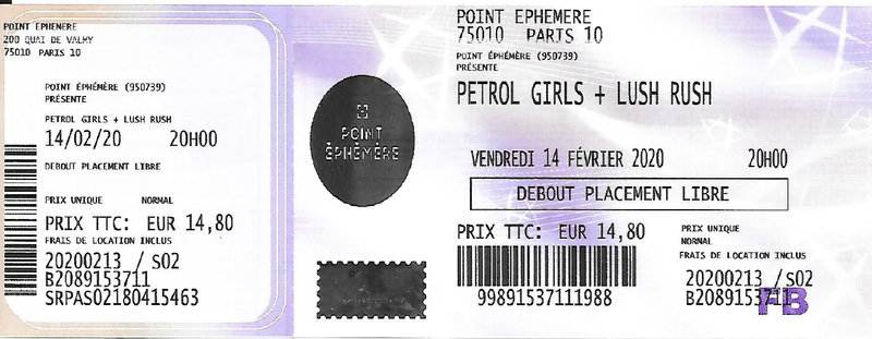 2020 02 14 Petrol Girls Point Ephémère Billet
