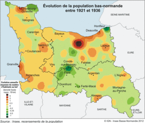 INSEE carte population démographie Basse-Normandie 1921 1936