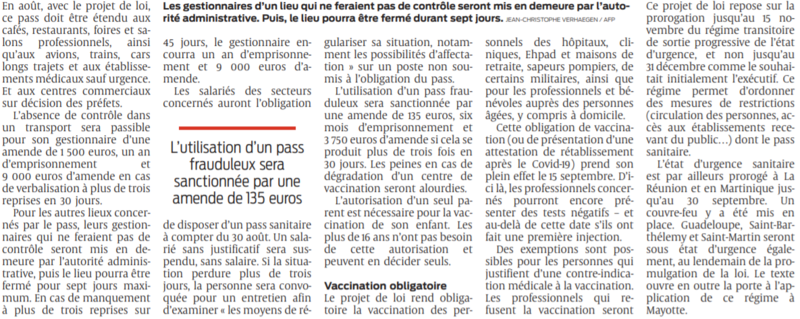 2021 07 27 SO La loi sanitaire adoptée le pass va vraiment entrer en vigueur2