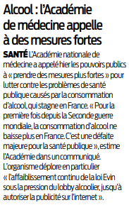 2019 04 30 SO Alcool l''Académie appelle à des mesures fortes