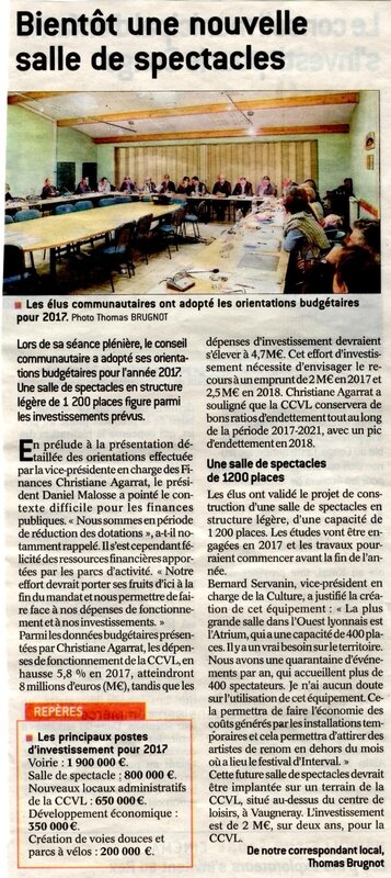 article Progrès 19 fev 2017 salle de spectacle CCVL-1