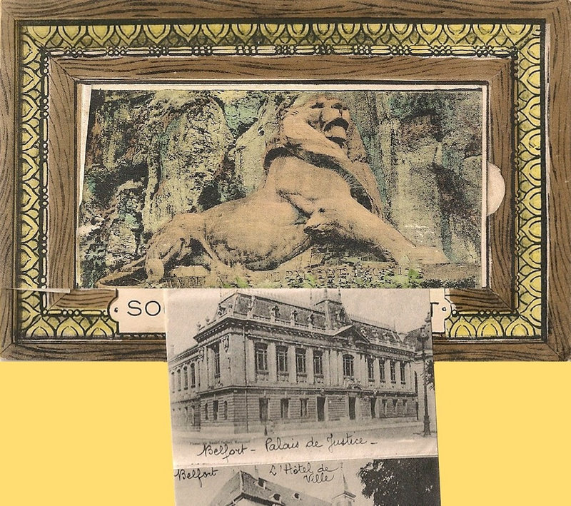 Belfort CPA Lion Souvenir Avec dépliant photos 4 R0b R1a