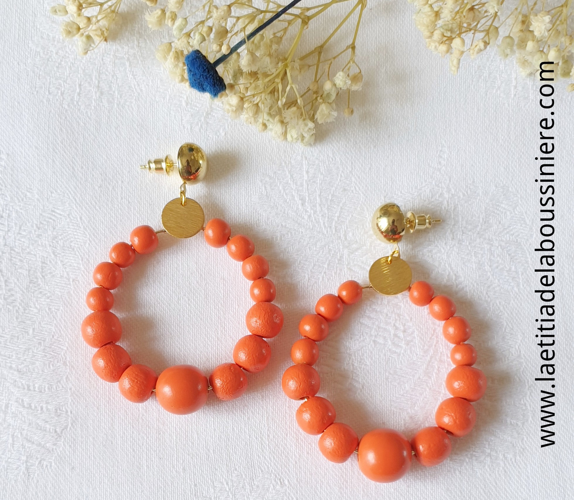 BO Créyol (orange corail) - 19 € sur clip ou pour oreilles percées