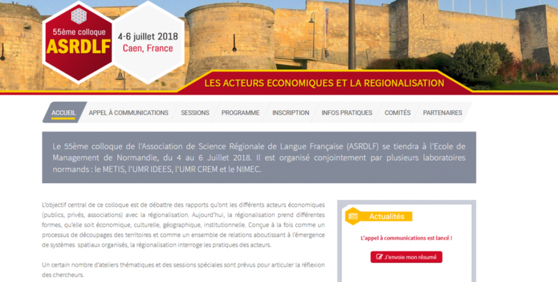 CAEN du 4 au 6 juillet 2018: un GRAND COLLOQUE INTERNATIONAL pour réfléchir à la REGIONALISATION du TERRITOIRE