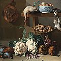 François Desportes (Champigneulle 1661 - 1743 Paris), Garde-manger aux artichauts, choux-fleurs et corbeille de champignons
