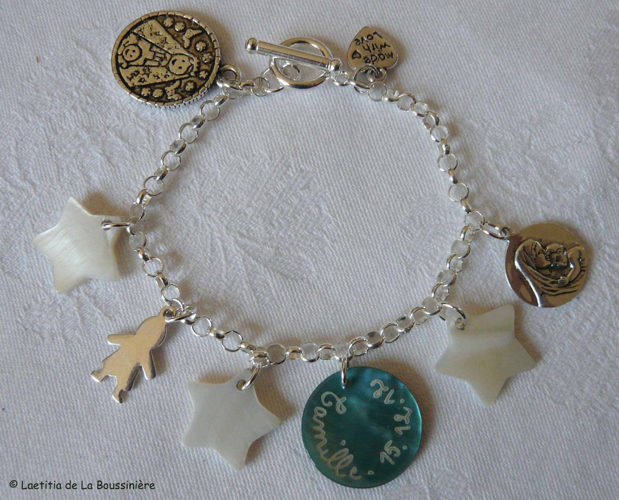 Fête des Mères (bracelet personnalisé sur chaîne argent massif) - Copie