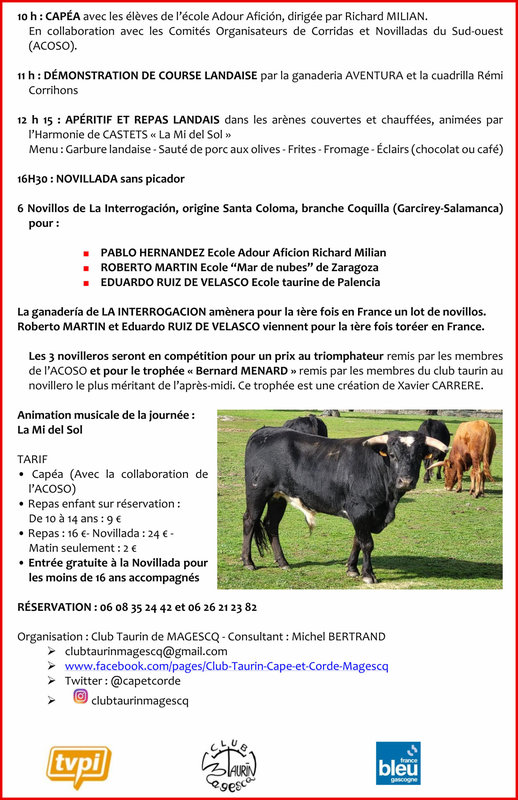 MAGESCQ Club taurin Communiqué presse 18 02 2024