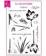 tampon-transparent-scrapbooking-carterie-crocus-fleur-bonheur-la-vie-est-belle
