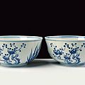 A nice pair <b>of</b> blue <b>and</b> white porcelain bowls, <b>Guangxu</b> <b>mark</b> <b>and</b> <b>of</b> <b>the</b> <b>period</b> (1875-1908)