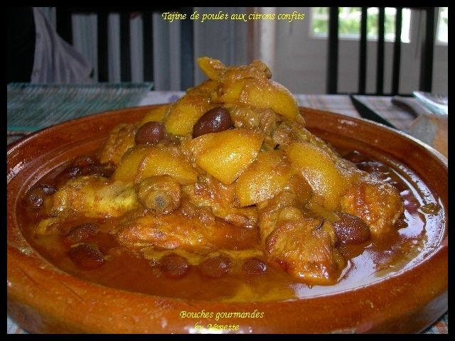 recettes plats Tajine de poulet aux citrons confits et aux olives