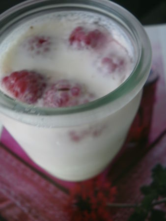 Yaourts aux framboises et à la rose. recettes Yaourts au chocolat.
