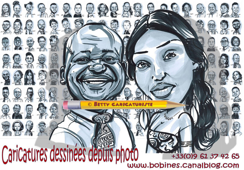 Caricatures marque place invite mariage