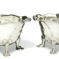 In the manner of <b>Paul</b> de <b>Lamerie</b>, circa 1729-1739, Pair of rocaille sauce boats