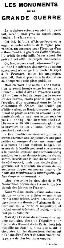 Les monuments de la Gd guerre