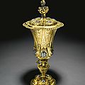 A German parcel-gilt silver <b>and</b> enamelled <b>cup</b> <b>and</b> <b>cover</b>, Caspar Widman, Nuremberg, 1559-70