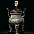 An <b>archaistic</b> <b>bronze</b> tripod censer, Ming dynasty (1368-1644)