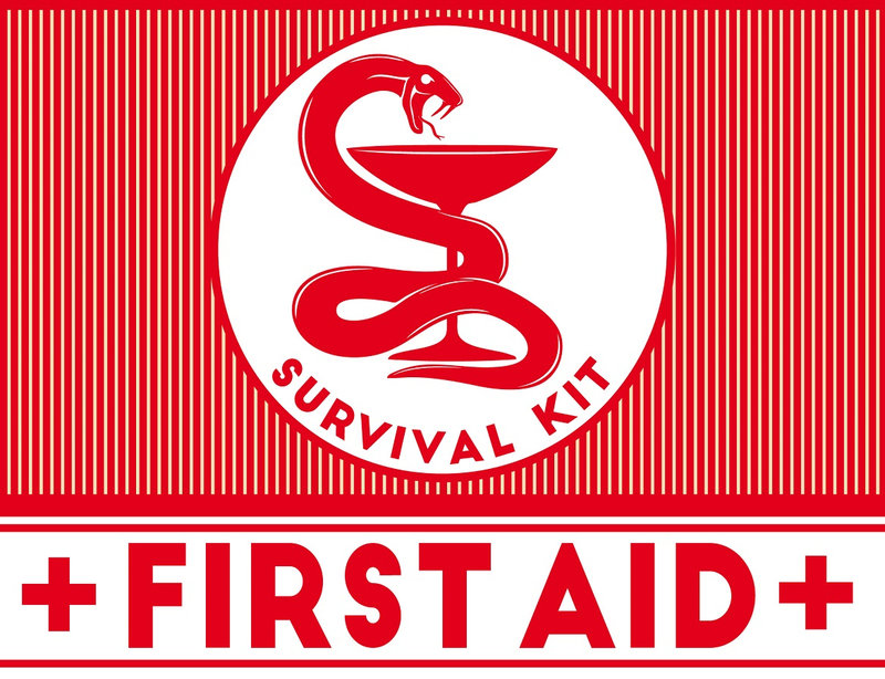 first aid survival kit zombie radioactive biohazard labels stickers bottle bushcraft medical snake adventure