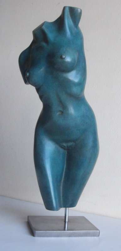 Christian Choquet -Sculpture contemporaine féminité bronze patine bleue (2)