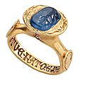 Inscribed <b>Sapphire</b> <b>Ring</b>, Italian, late 14th century (setting); 10th century? (<b>sapphire</b>)