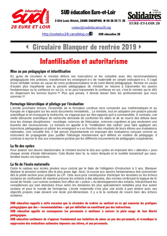 tract_sud28_circulaire_blanquer_rentree_2019