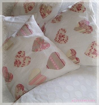 Coussins coeurs de Jouy