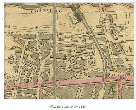 plan du quartier en 1850