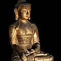 A magnificent and large gilt-bronze figure of <b>Buddha</b> <b>Shakyamuni</b>, 17th-18th century