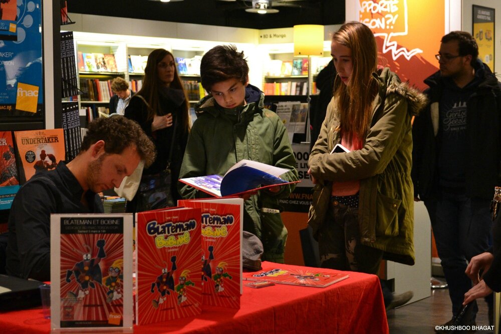 Blateman et Bobine FNAC Toison d'Or Bruxelles 5 mars 2016