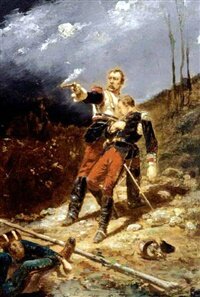 Beauquesne, Rezonville, 16 aout 1870. Cuirassier de la garde relevant son officier.