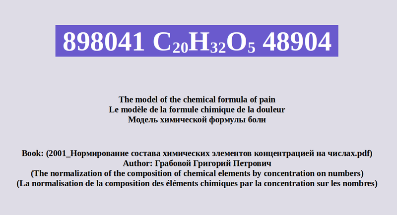 The model of the chemical formula of pain
