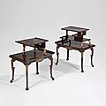<b>Gabriel</b> <b>Viardot</b> (1830-1906). Deux rares tables présentoir en acajou