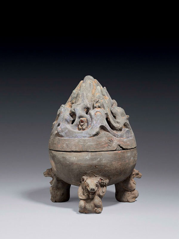 Pottery_incense_burner__boshanlu__with_bear_shaped_feet__Late_Western_Han_to_early_Eastern_Han_dynasty__1st_century____Ben_Janssens_Oriental_Art