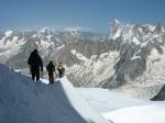 Aiguille du Midi, randonneurs partant pour le Mont Blanc