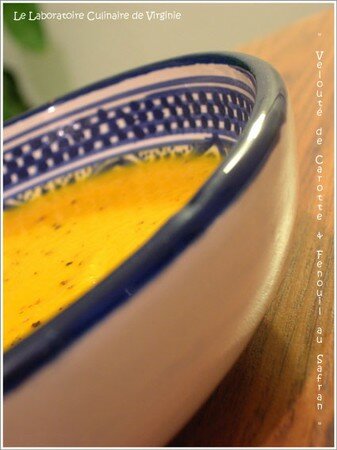 recettes entrees Velouté de Carotte & Fenouil au Safran