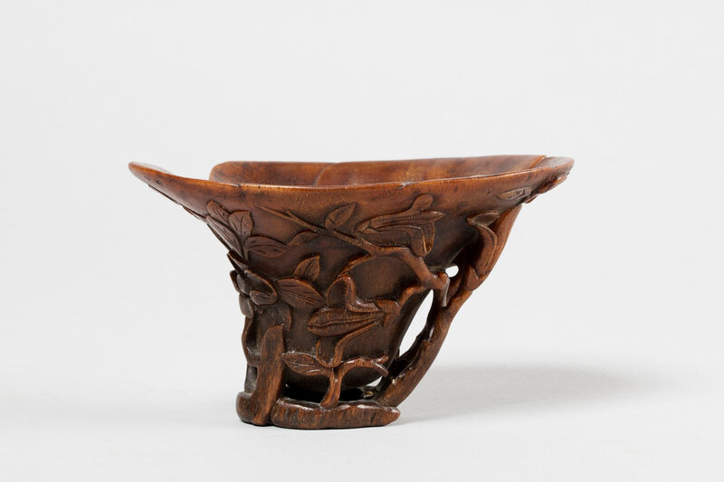Coupe libatoire en corne de rhinocéros, Chine, XVIIIe siècle