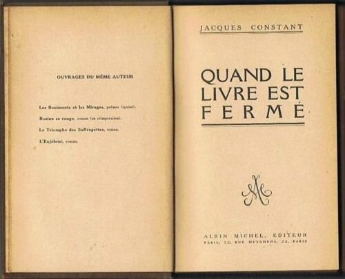 Livre Jacques Constant Quand le livre est fermé