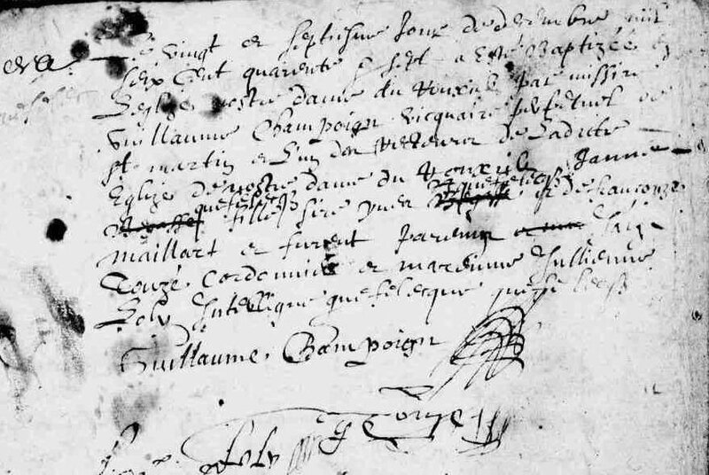 1647 le 27 décembre naissance Jeanne à ND du Roncier
