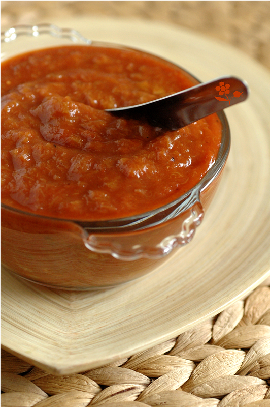 Sauce épicée rhubarbe, raisin, tomate_2