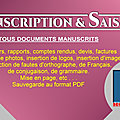 Transcription, Frappe, saisie de <b>Documents</b>, E-books, courriers etc...